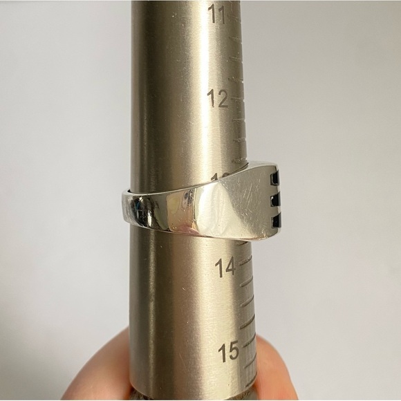 Vintage Sterling Silver Black Onyx Inlay Ring Mexico Heavy Solid Unisex Size 13 - Picture 14 of 15